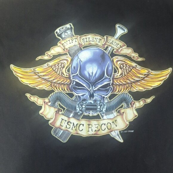UNITED STATES MARINE RECON Men's Black T-shirt Sz. Medium - Picture 5 of 5